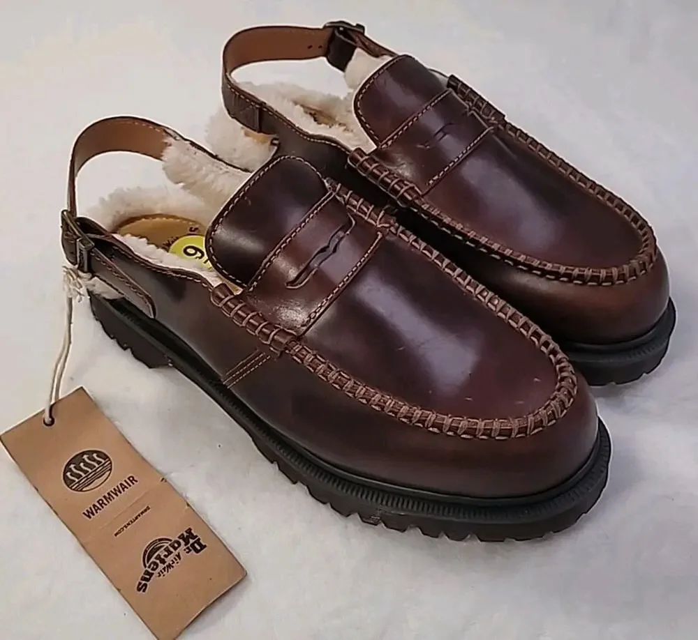 Dr Martens Slingback Chunky Loafers Brown M9 L10 Campus School College Preppy